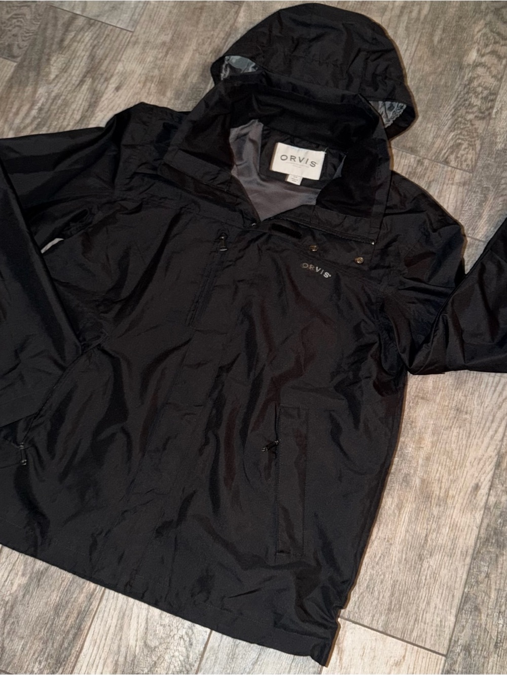Orvis Classic Collection Men’s L Black Hooded Rain Jacket